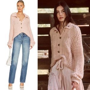 The Great. The Cozy Cable Pullover Sweater in Pale Blush Size Small Wool Blend